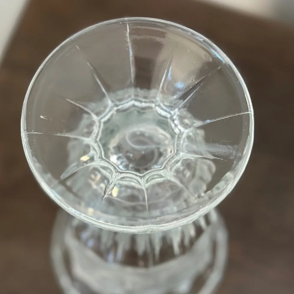 Clear Depression Glass Footed Vase‎ Frosted Floral Pedestal Base Table Decor